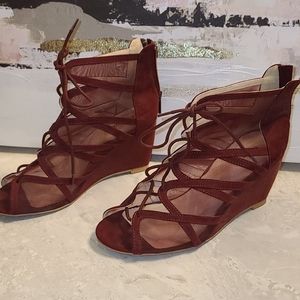 Torrid Burgundy Lace Up Wedges